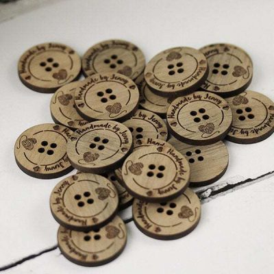 25mm Engraved wooden flat back buttons, Personalized and custom made ...